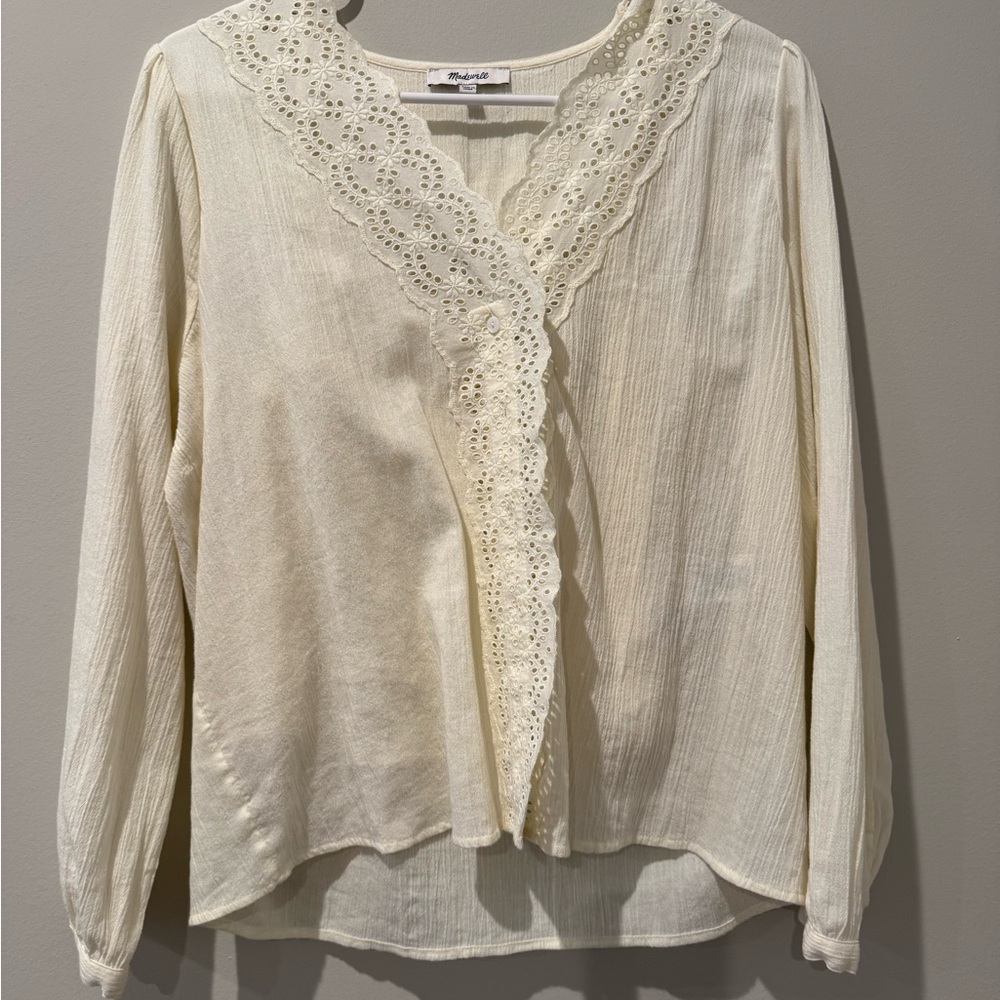Madewell Cream Lace Detail Blouse